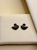 Black Crystal Swan Stud Earrings