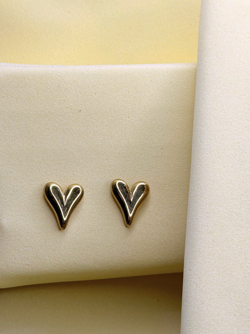 Heart Stud Earrings shown from the side, showing the post backing